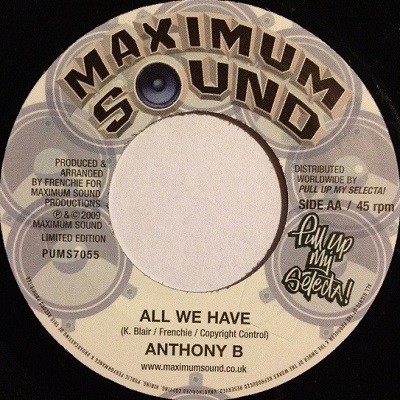 Anthony B : All We Have | Single / 7inch / 45T  |  Dancehall / Nu-roots
