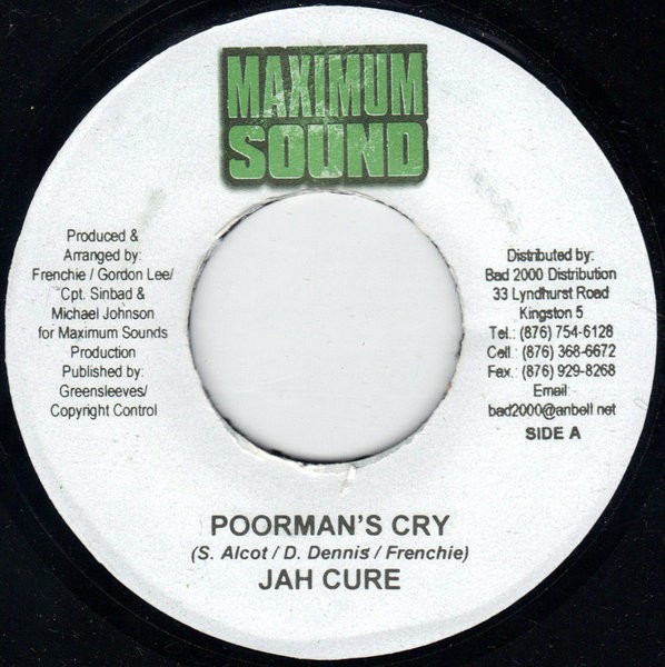 Jah Cure : Poorman's Cry | Single / 7inch / 45T  |  Dancehall / Nu-roots