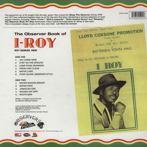 I Roy : The Observer Book Of I Roy I Roy : The Observer Book Of I Roy | LP / 33T  |  Oldies / Classics
