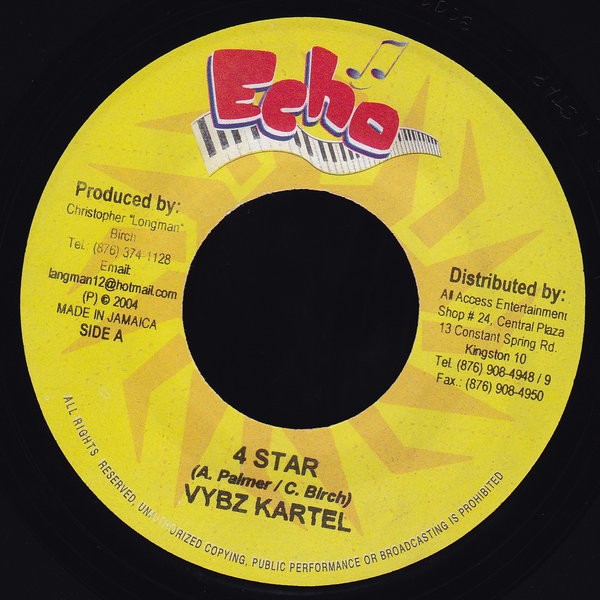 Vybz Kartel : 4 Star | Single / 7inch / 45T  |  Dancehall / Nu-roots