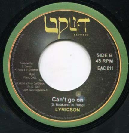 Lyricson : Can't Go On | Single / 7inch / 45T  |  FR