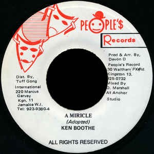 Ken Boothe : Miracle | Single / 7inch / 45T  |  Dancehall / Nu-roots