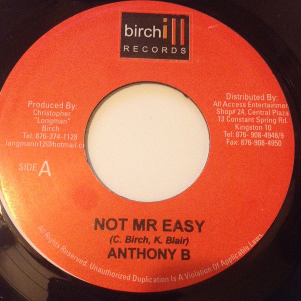 Anthony B : Not Mr Easy | Single / 7inch / 45T  |  Dancehall / Nu-roots