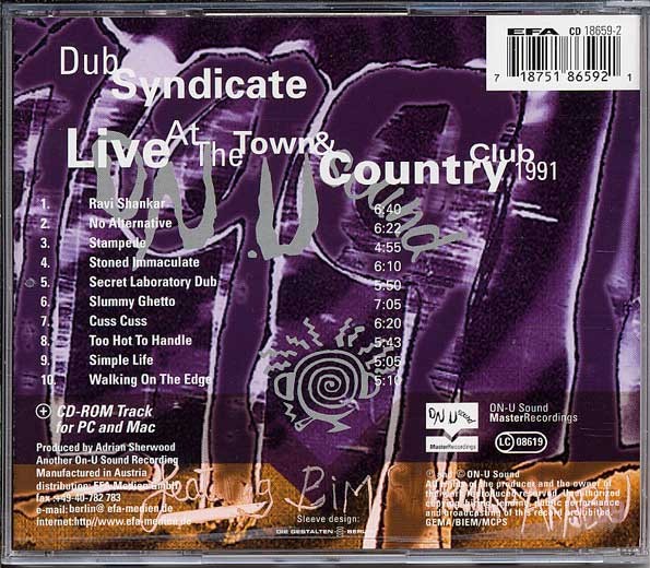 Dub Syndicate : Live At The Town & Country Club 1991 | CD  |  UK