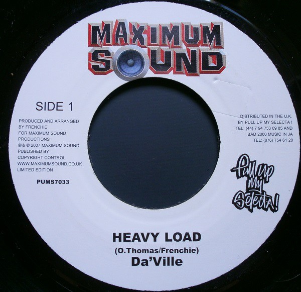 Daville : Heavy Load | Single / 7inch / 45T  |  Dancehall / Nu-roots