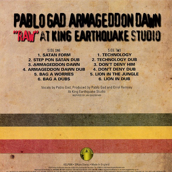 Pablo Gad : Armageddon Dawn Raw At King Earthquake Studio | LP / 33T  |  UK
