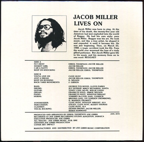 Jacob Miller : Lives On | LP / 33T  |  Oldies / Classics