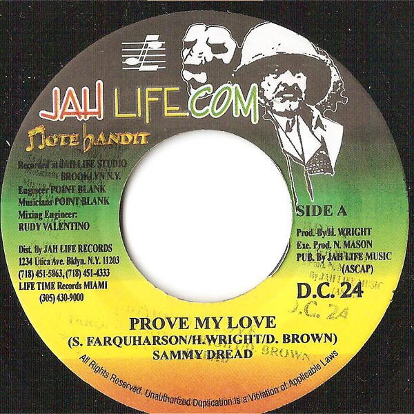 Sammy Dread : Prove My Love | Single / 7inch / 45T  |  Dancehall / Nu-roots