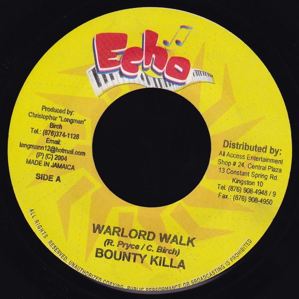 Bounty Killer : Warlord Walk | Single / 7inch / 45T  |  Dancehall / Nu-roots