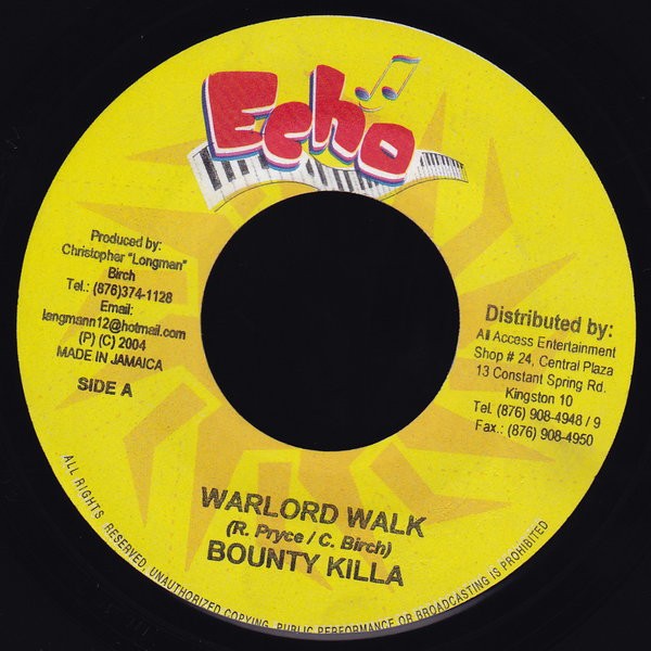 Bounty Killer : Warlord Walk Bounty Killer : Warlord Walk | Single / 7inch / 45T | Dancehall / Nu-roots