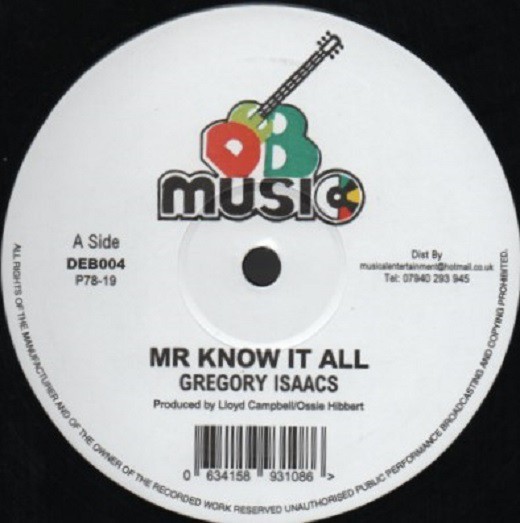 Gregory Isaacs : Mr Know It All | Maxis / 12inch / 10inch  |  Oldies / Classics