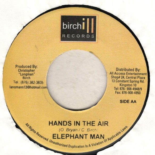 Elephant Man : Hands In The Air | Single / 7inch / 45T  |  Dancehall / Nu-roots