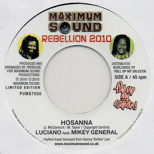 Luciano Ft. Mikey General : Hosanna | Single / 7inch / 45T  |  Dancehall / Nu-roots