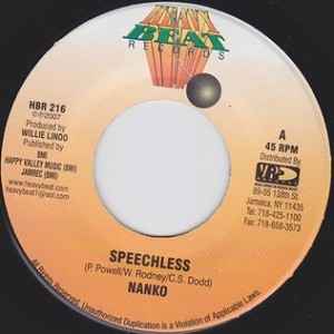 Nanko : Speechless | Single / 7inch / 45T  |  Dancehall / Nu-roots