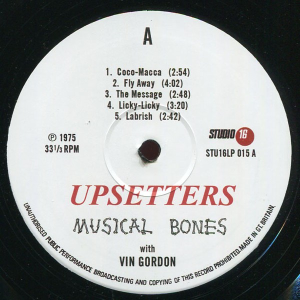 The Upsetters With Vin Gordon : Musical Bones | LP / 33T  |  Oldies / Classics