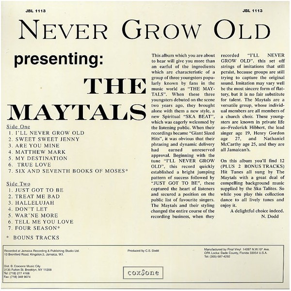 Toots & The Maytals : Never Grow Old | LP / 33T  |  Oldies / Classics