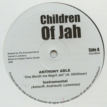 Anthony Able : One Month Inna Negril Jail | Maxis / 12inch / 10inch  |  Jungle / Dubstep