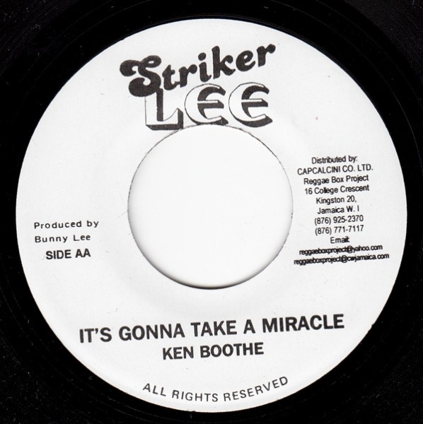 Ken Boothe : It's Gonna Take A Miracle | Single / 7inch / 45T  |  Oldies / Classics