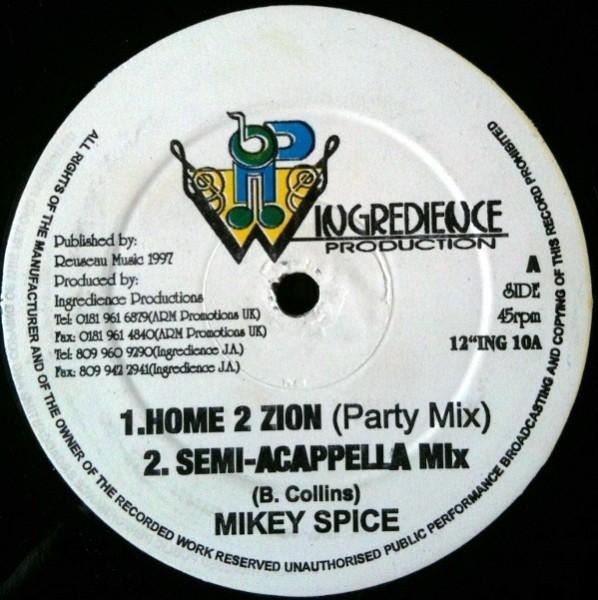 Mikey Spice : Home 2 Zion | Maxis / 12inch / 10inch  |  Dancehall / Nu-roots
