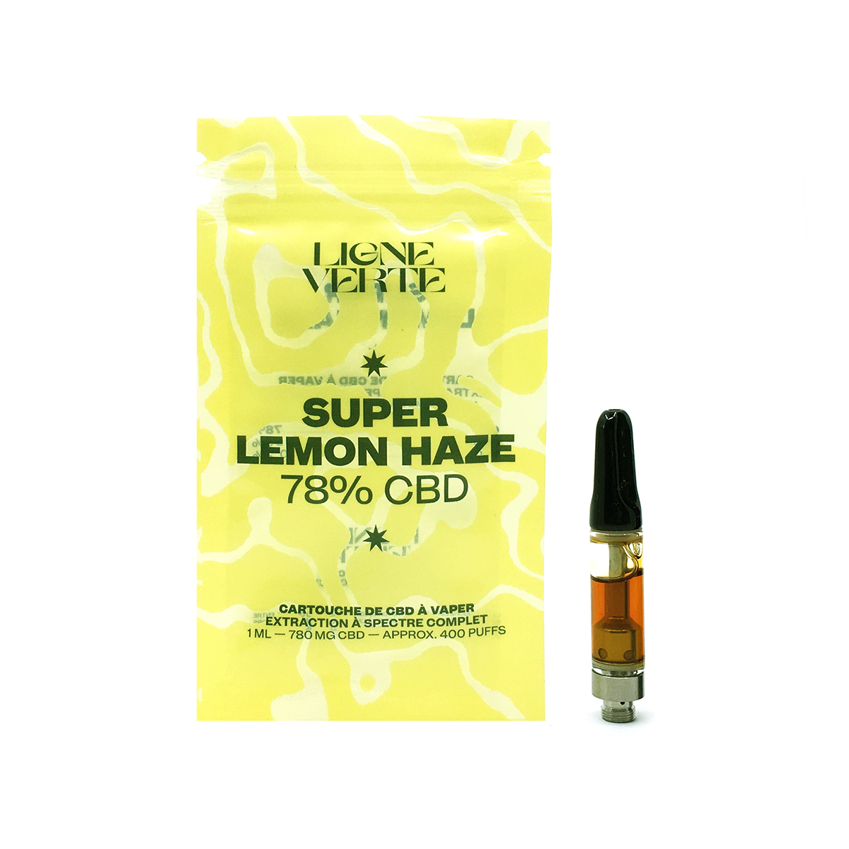 Ligne Verte : Cartouche huile CBD 1ml Super Lemon Haze 78% | Vape CBD/CBG  |  Millilitre