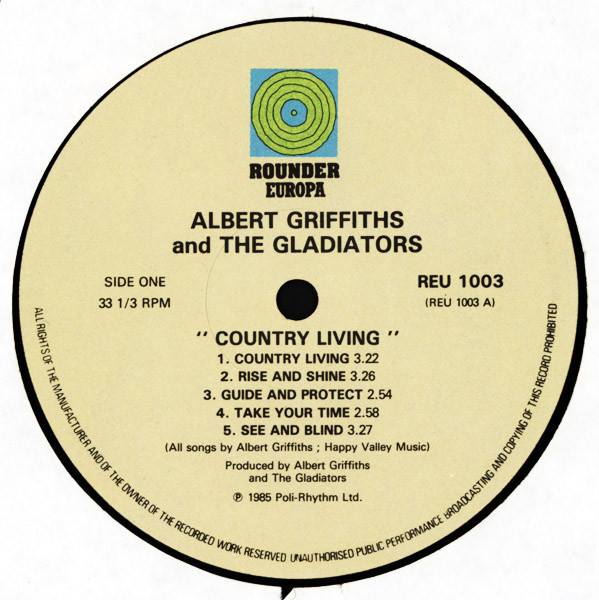 Albert Griffiths & The Gladiators : Country Living | LP / 33T  |  Oldies / Classics