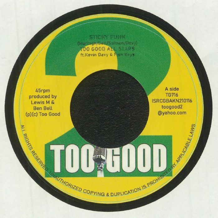 Too Good All Stars : Sticky Funk | Single / 7inch / 45T  |  Oldies / Classics