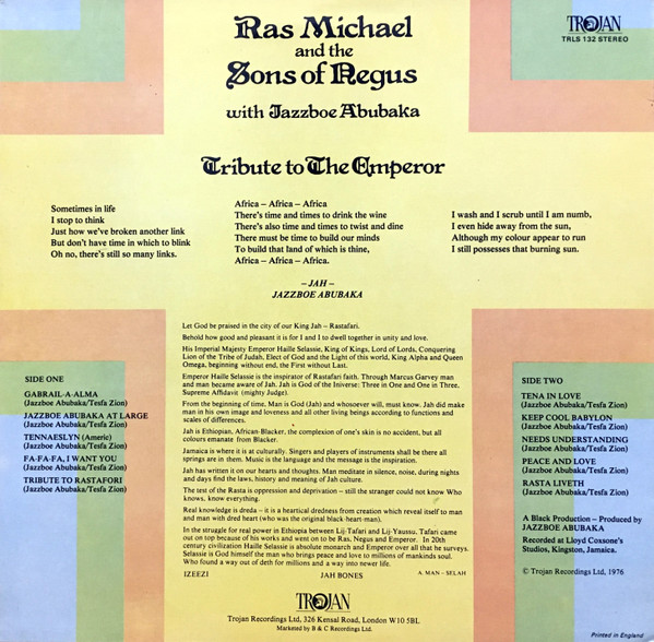 Ras Michael & The Sons Of Negus with Jazzboe Abubaka : Tribute To The Emperor | LP / 33T  |  Oldies / Classics